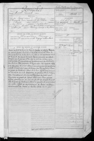 Bureau de Nevers-Cosne, classe 1913 : fiches matricules n° 1121 à 1634