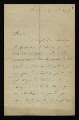 CHAMBURE (Andoche Eugène Pelletier de), écrivain et homme politique (1813-1881) : 4 lettres, manuscrits.
