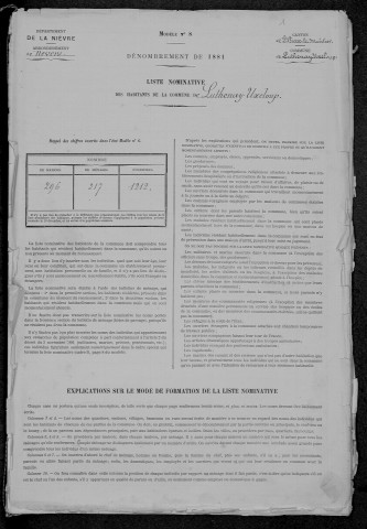 Luthenay-Uxeloup : recensement de 1881