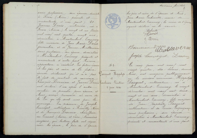 Montambert-Tannay : actes d'état civil.