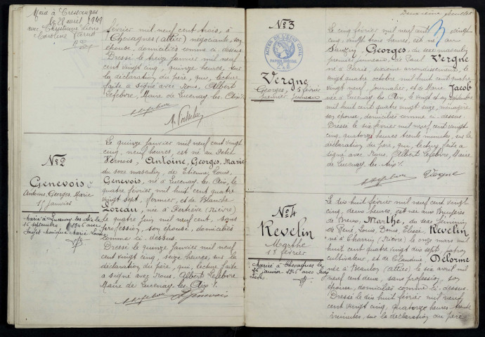 Lucenay-lès-Aix : actes d'état civil (naissances).