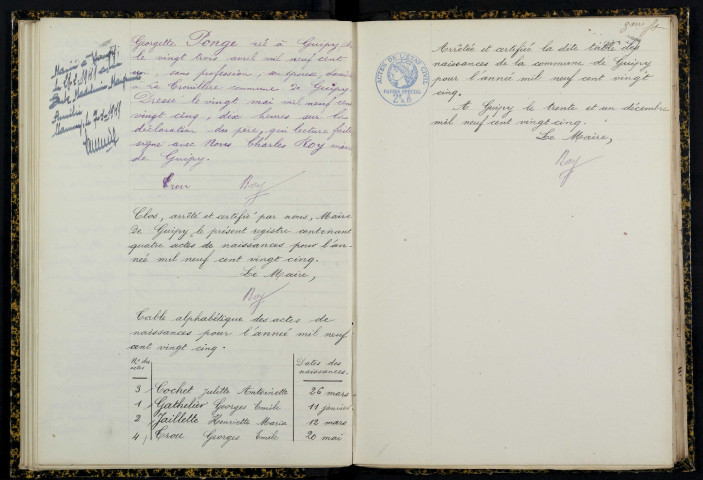 Guipy : actes d'état civil.