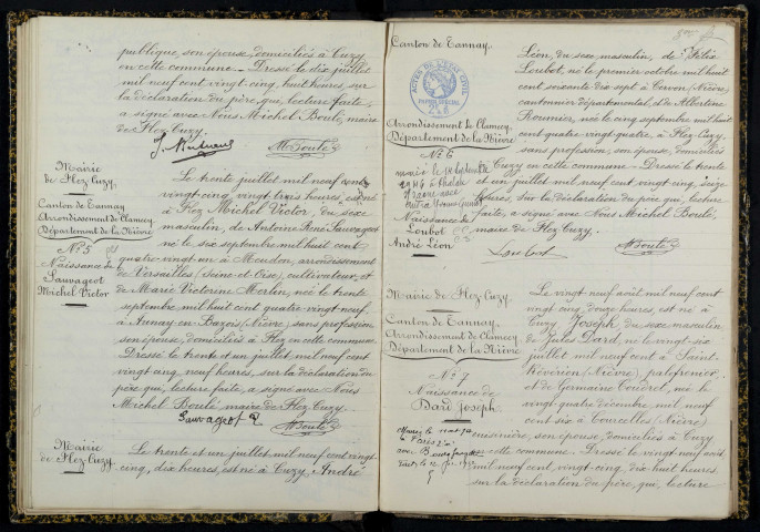 Flez-Cuzy : actes d'état civil.