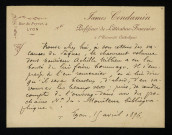 CONDAMIN (James), professeur à Lyon (1844-1929) : 1 lettre.