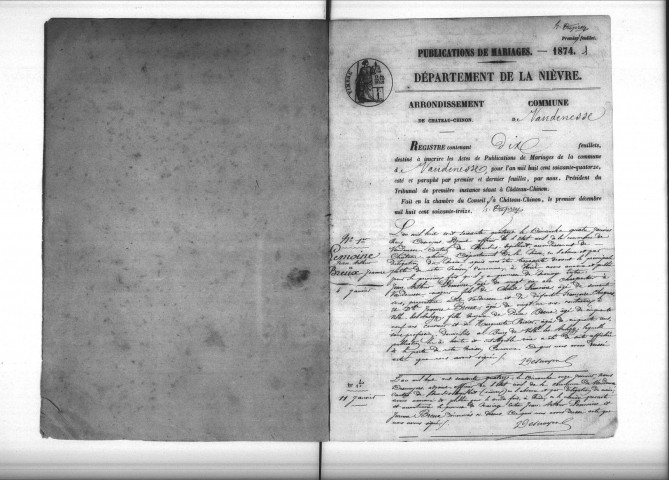 Vandenesse : actes d'état civil.