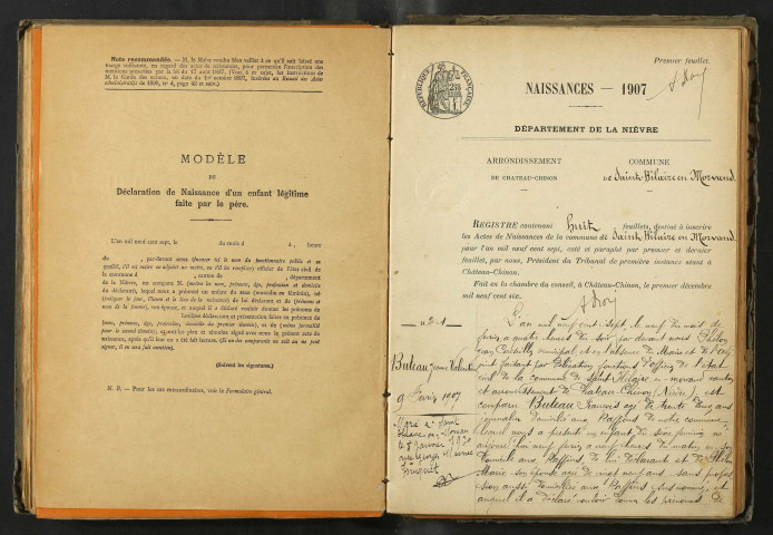 Saint-Hilaire-en-Morvan : actes d'état civil.