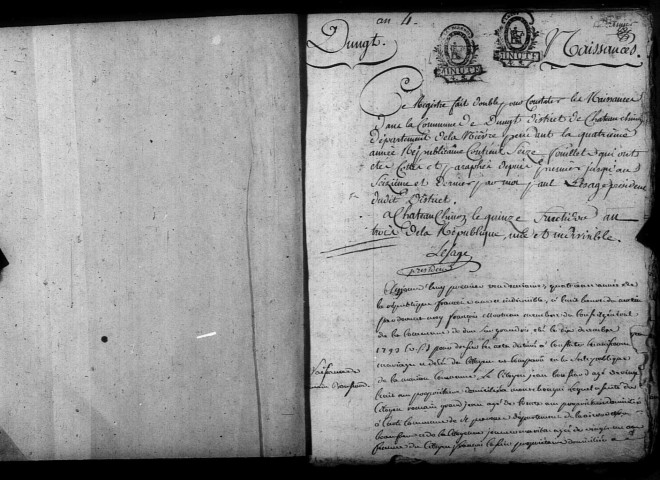 Dun-sur-Grandry : actes d'état civil.