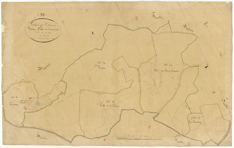 Glux-en-Glenne, cadastre ancien : plan parcellaire de la section A dite des Courreaux, feuille 3
