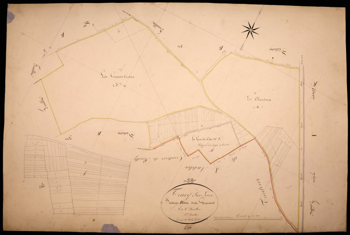 Tracy-sur-Loire, cadastre ancien : plan parcellaire de la section B dite des Girarmes, feuille 2