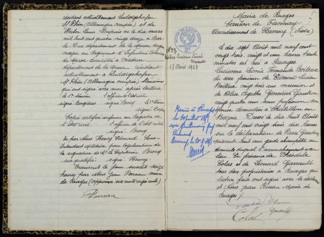 Ruages : actes d'état civil.