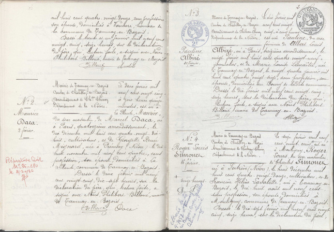 Tamnay-en-Bazois : actes d'état civil.