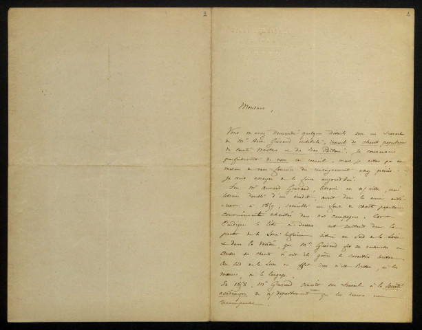 LE MEIGNEN (Henri), folkloriste et avocat à Nantes : 2 lettres.