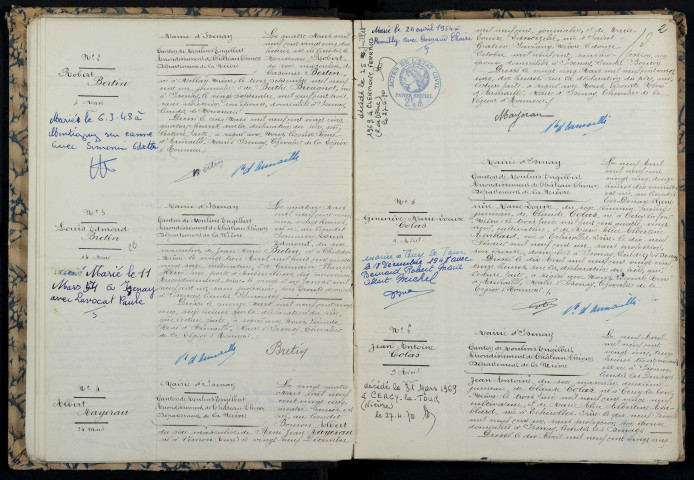 Isenay : actes d'état civil.