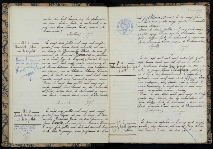 Dommartin : actes d'état civil.