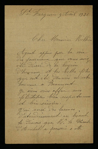 GENTY (Pauline), épouse de Léon Genty, à Saint-Fargeau (Yonne) : 2 lettres.