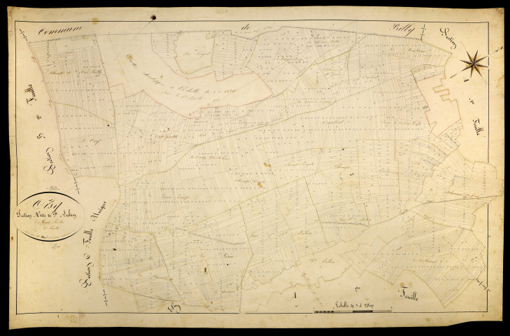 Oisy, cadastre ancien : plan parcellaire de la section A dite de Saint-Aubin, feuille 3