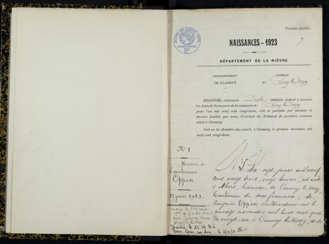 Cuncy-lès-Varzy : actes d'état civil.