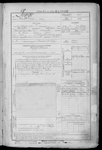 Bureau de Cosne, classe 1896 : fiches matricules n° 1003 à 1500