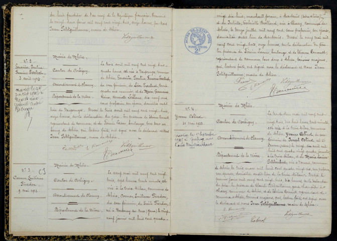 Mhère : actes d'état civil.