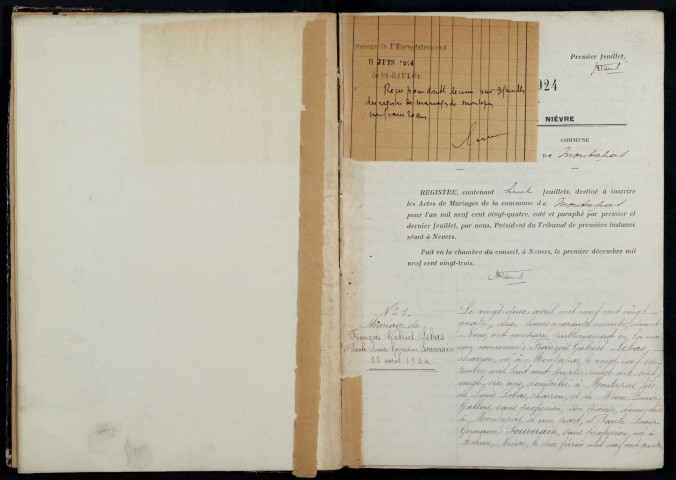 Montapas : actes d'état civil.