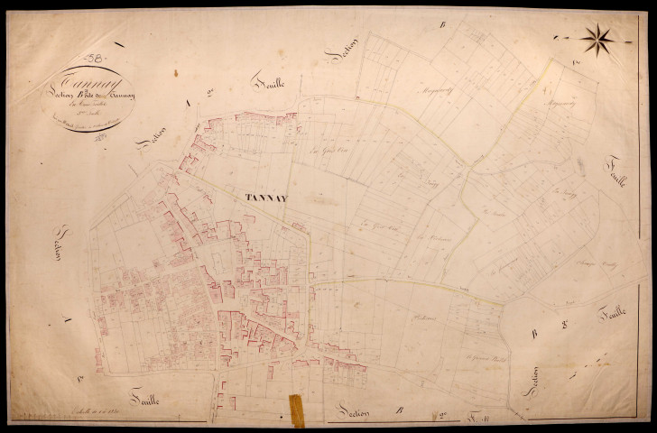 Tannay, cadastre ancien : plan parcellaire de la section B dite de Tannay, feuille 3