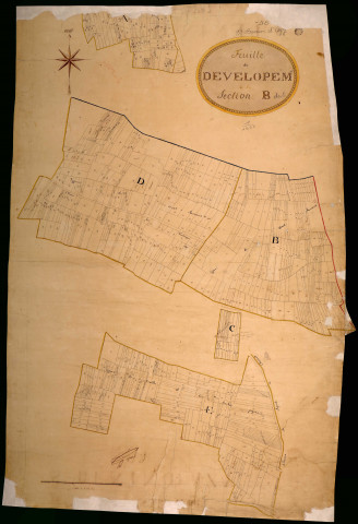 Saint-Benin-d'Azy, cadastre ancien : plan parcellaire de la section B dite de Segoule, développement