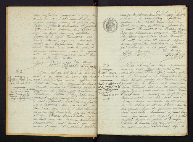 Saint-Bonnot : actes d'état civil, table décennale.