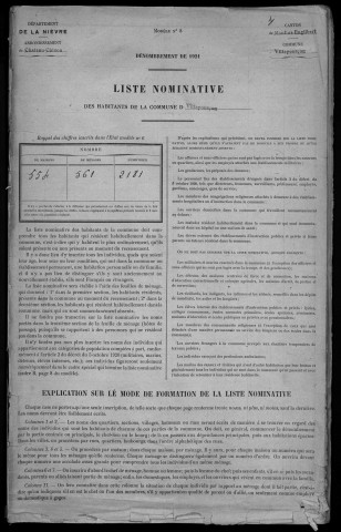 Villapourçon : recensement de 1921
