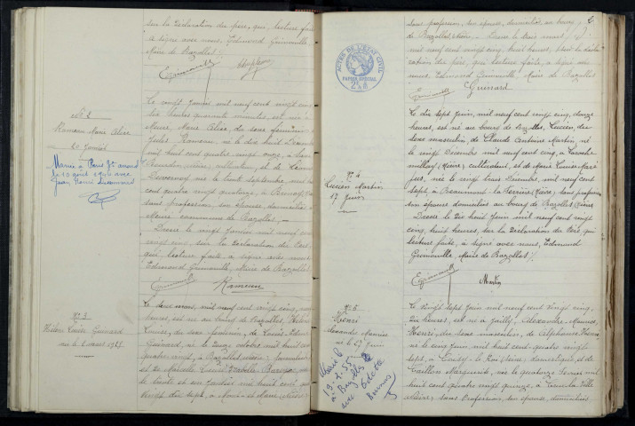 Bazolles : actes d'état civil.