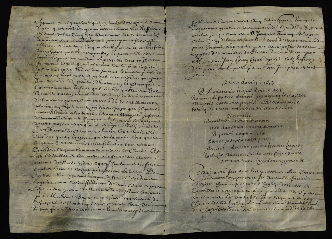 Travaux. - Agrandissement et reconstruction de la chartreuse d'Apponay (commune de Rémilly), pose de la première pierre : copie d'un procès-verbal du 20 octobre 1683.