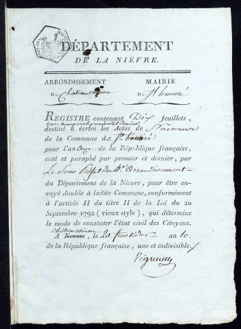 Saint-Honoré-les-Bains : actes d'état civil.