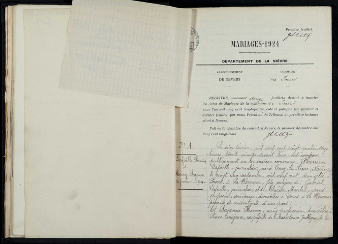 Fours : actes d'état civil.