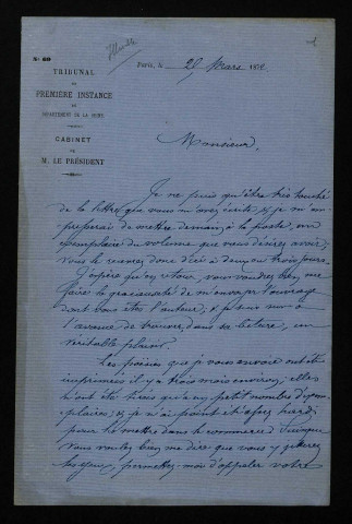 BENOIT-CHAMPY (Adrien Théodore), homme politique (1805-1872) : 2 lettres.