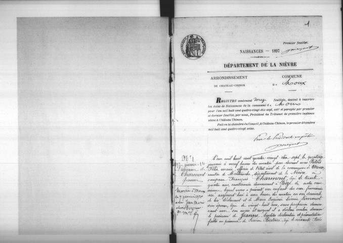 Moux-en-Morvan : actes d'état civil.