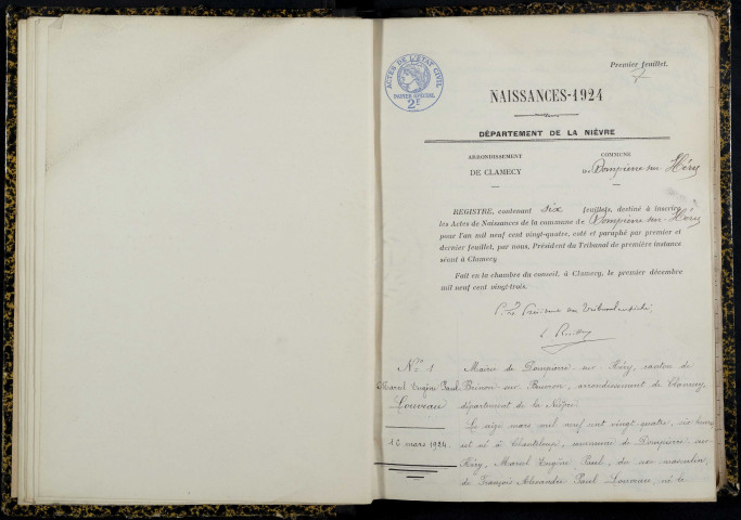 Dompierre-sur-Héry : actes d'état civil.