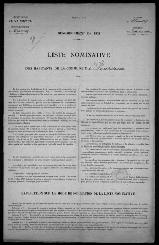 Pousseaux : recensement de 1931