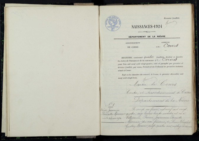 Cours : actes d'état civil.