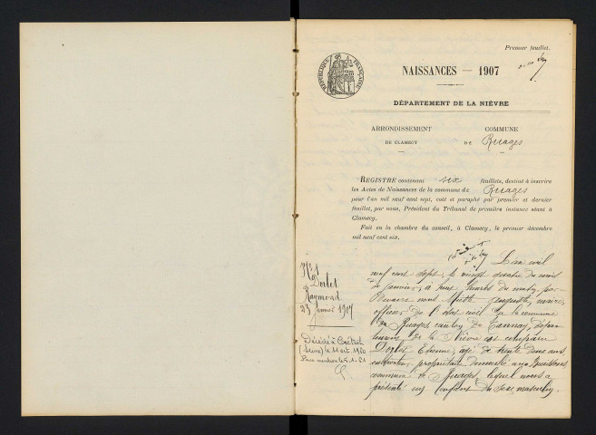 Ruages : actes d'état civil.