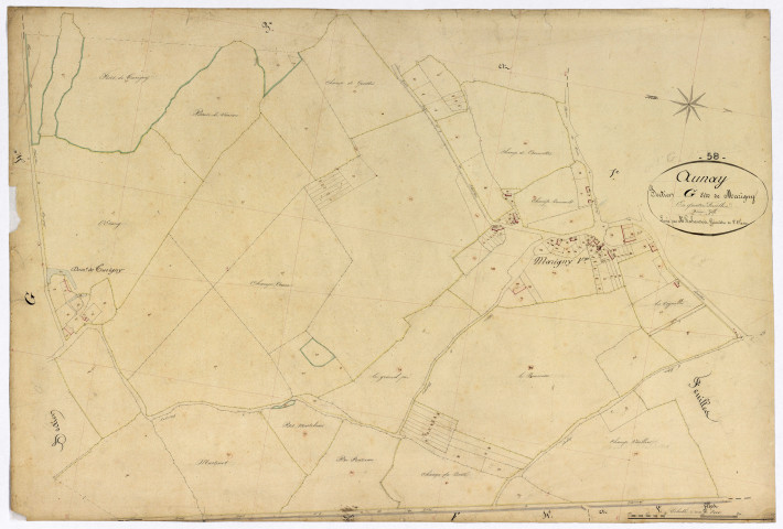 Aunay-en-Bazois, cadastre ancien : plan parcellaire de la section G dite de Marigny, feuille 2