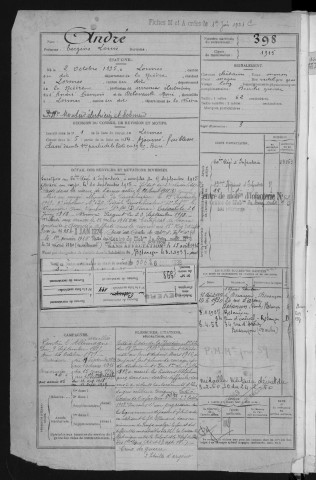 Bureau de Nevers-Cosne, classe 1915 : fiches matricules n° 397 à 883