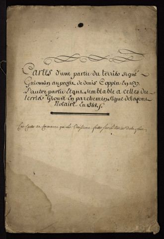 Tenures personnelles à Decize et ses environs : terrier figuratif, liste des reconnaissances des terres du lieu Perot en la paroisse Saint-Aré de Decize.