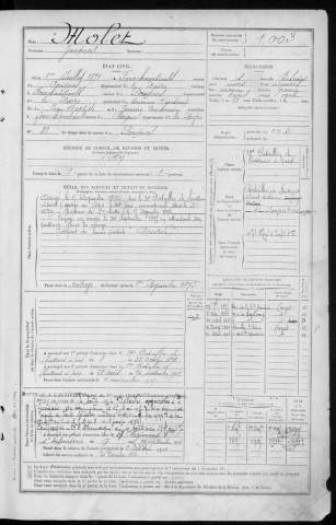 Bureau de Nevers, classe 1891 : fiches matricules n° 1001 à 1500