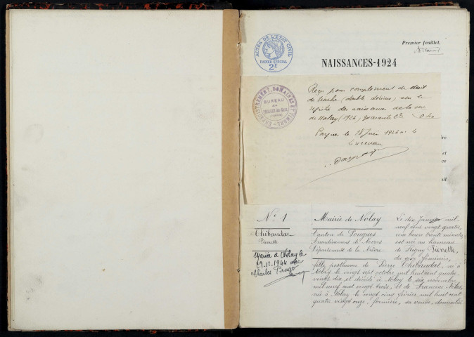 Nolay : actes d'état civil.