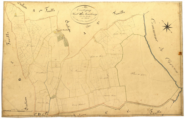 Corbigny, cadastre ancien : plan parcellaire de la section B dite de Renebourg, feuille 2