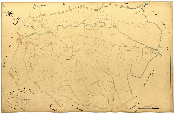 Corbigny, cadastre ancien : plan parcellaire de la section C dite des Granges, feuille 4