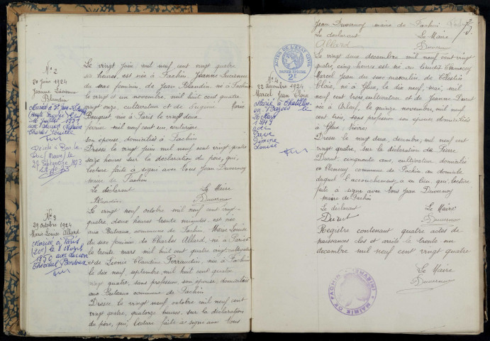 Fâchin : actes d'état civil.