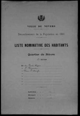 Nevers, Quartier de Nièvre, 5e section : recensement de 1911