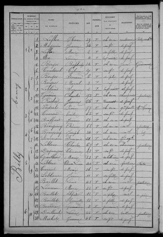 Billy-Chevannes : recensement de 1901