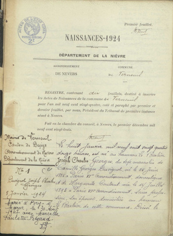 Verneuil : actes d'état civil.