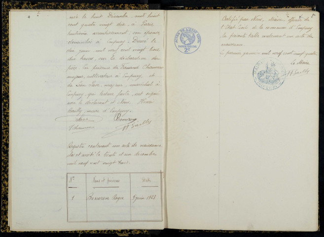 Empury : actes d'état civil.